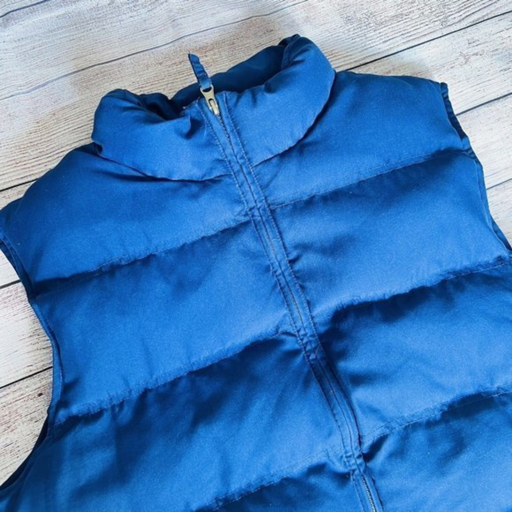 WEATHERCAST MENS POLYESTER FILLED BLUE VEST  W/ZIPPER AND POCKETS SIZE M‎